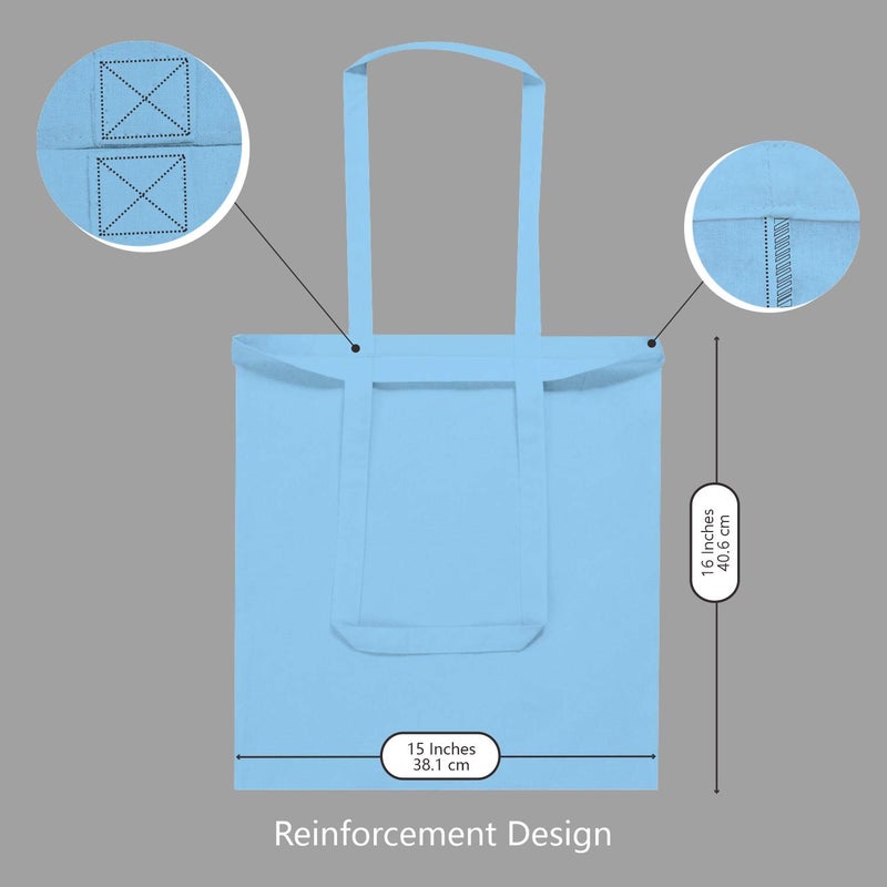 TOPDesign 24-Pack Economical 16"x15" Baby Blue Cotton Tote Bag, Lightweight Medium Reusable Grocery Shopping Cloth Bags, Suitable for DIY, Advertising, Promotion, Gift, Activity - Image 5